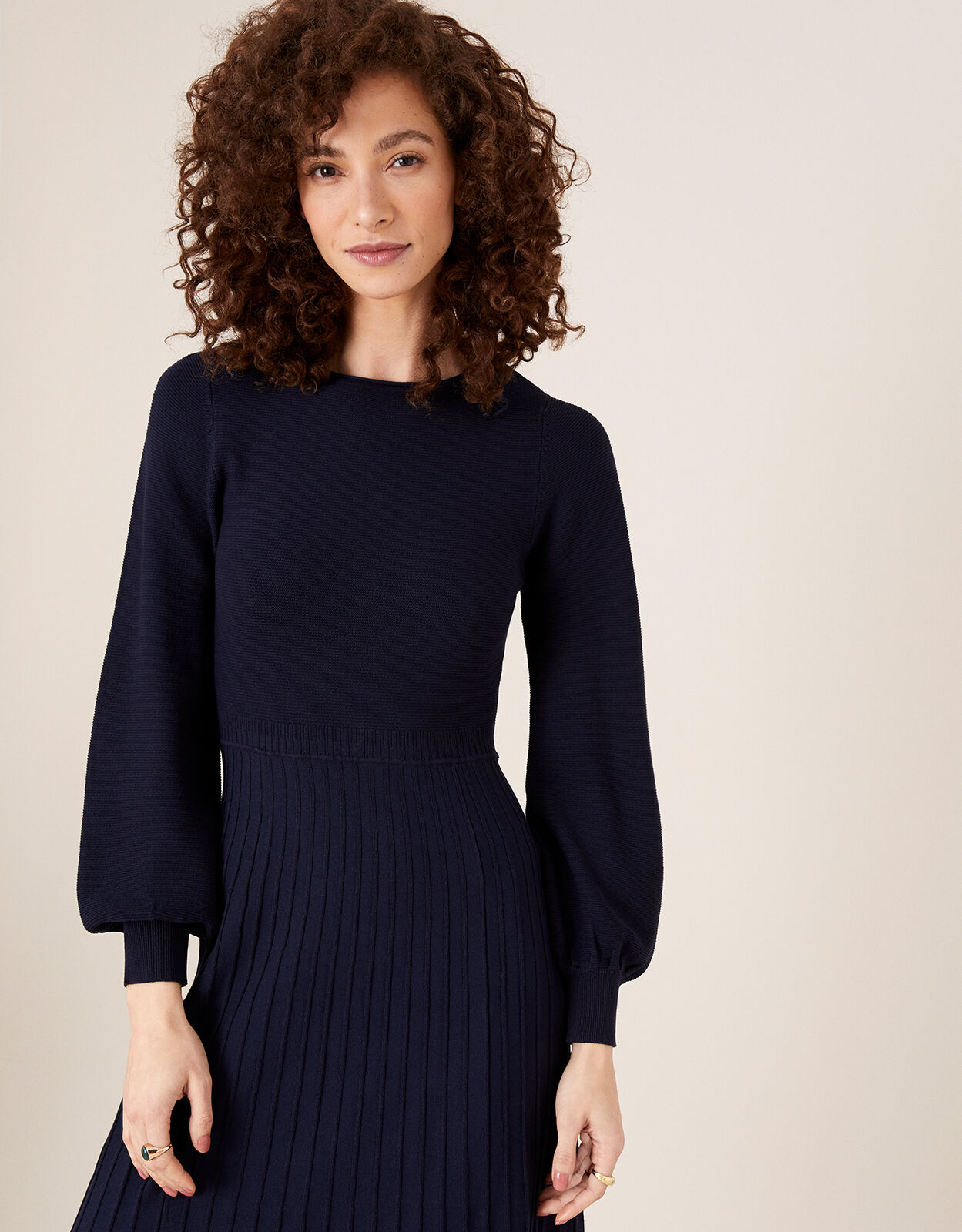 Pleated Knit Dress with LENZING ...